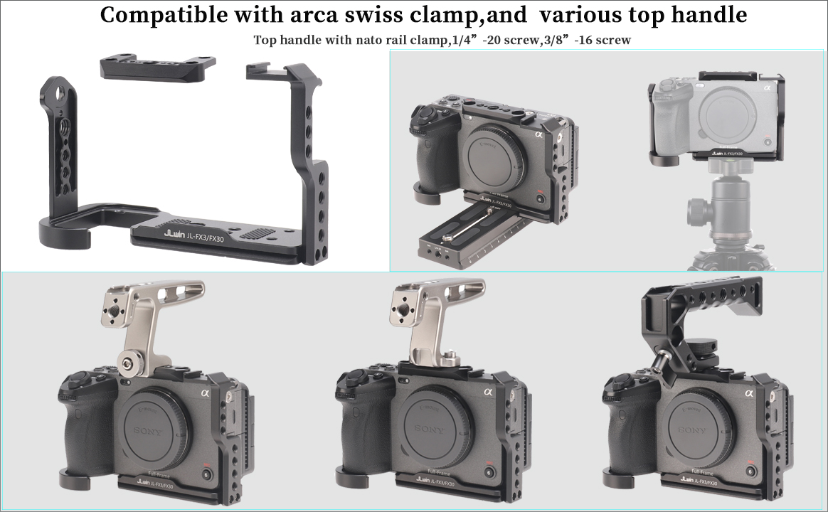  Fotga JLwin Alloy Aluminum Camera Cage Bracket Stabilizer +  Top Handle for Sony A7IV A7 Mark IV A7M4 A7SIII Mirrorless Camera Video  Film Making Compatible with Arca Swiss Clamp : Electronics