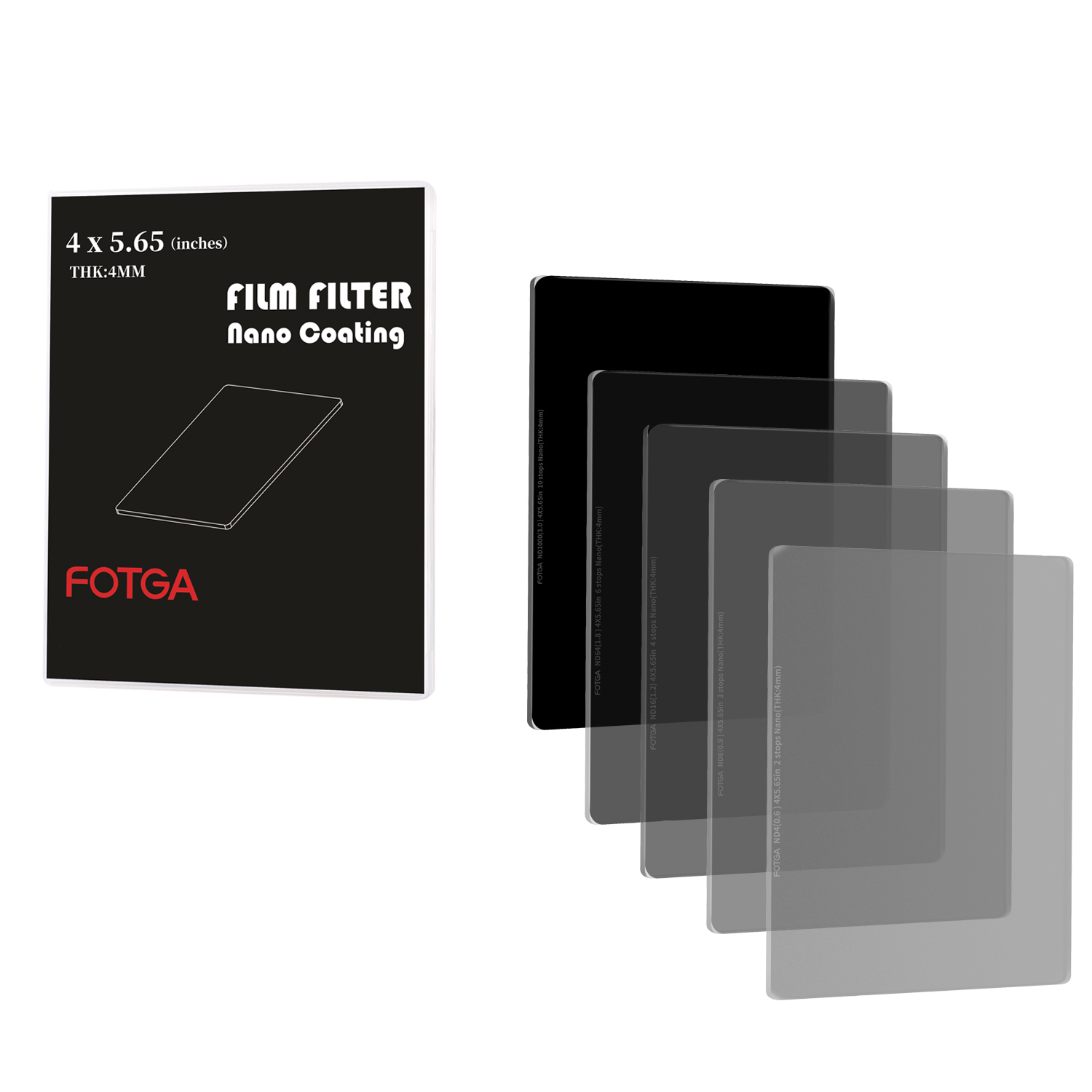 Fotga MC Nano Coating Glass Cine 4X5.65 Neutral Density Filter 4mm Thick ND  Filter for Matte Box ND4 ND8 ND16 ND64 ND1000