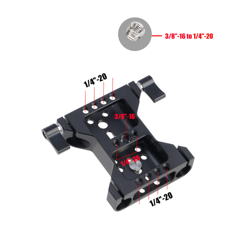 JLwin 15mm Rail Camera Base Plate with 12inch Carbon Fiber Rod for DSLR Camera / Cage / Tripod,1/4" 3/8" Screw and Holes for Multi-purpose