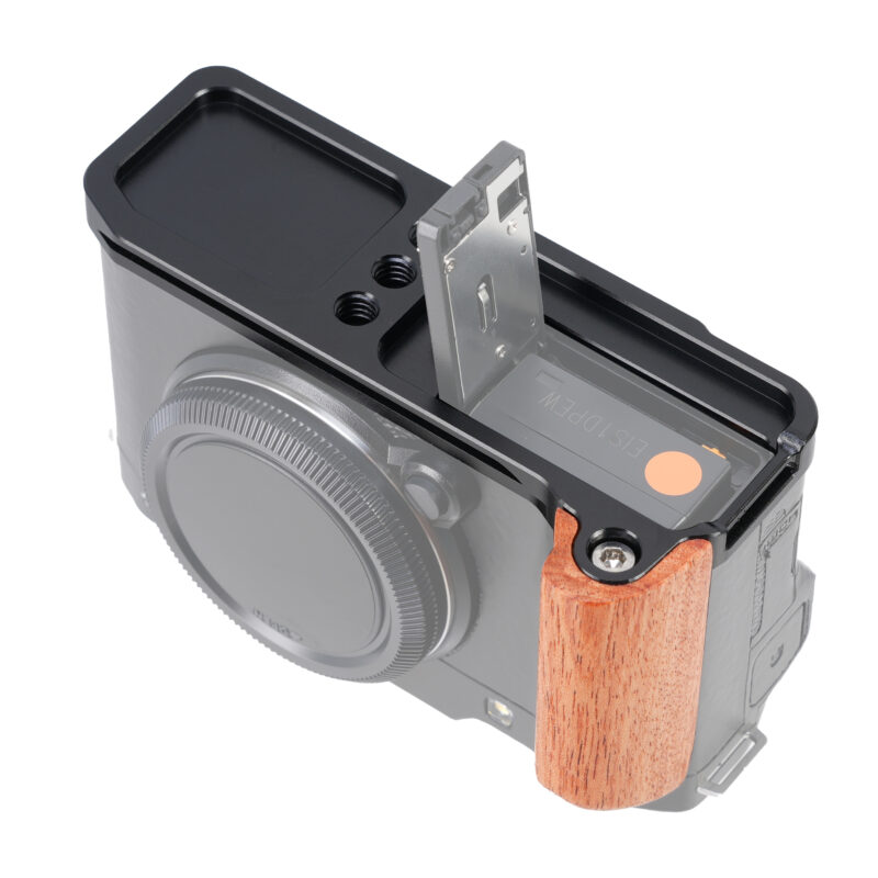 FOTGA X-M5 Wooden L-Shape Side Handle Grip Handgrip for Fujifilm X-M5 Camera,with 1/4"-20 Mounts,Arca Swiss Tripod Mount Plate Silver/black