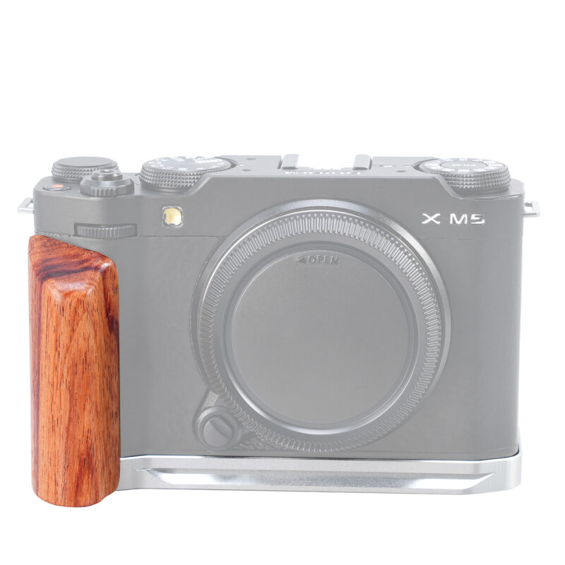 FOTGA X-M5 Wooden L-Shape Side Handle Grip Handgrip for Fujifilm X-M5 Camera,with 1/4"-20 Mounts,Arca Swiss Tripod Mount Plate Silver/black