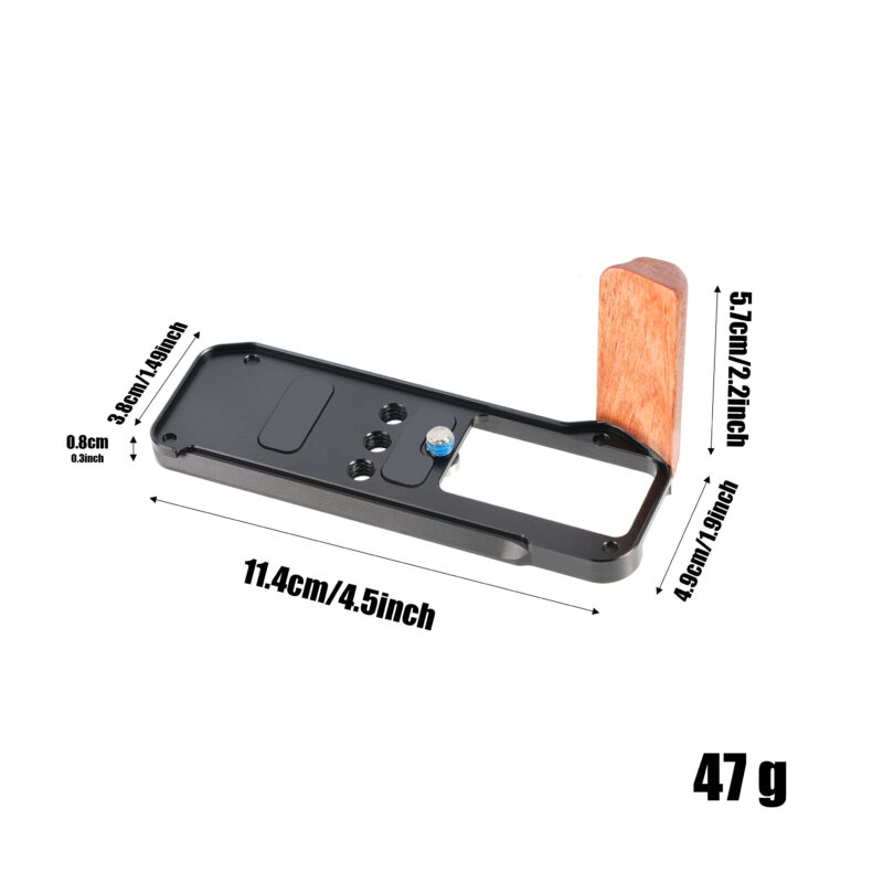 FOTGA X-M5 Wooden L-Shape Side Handle Grip Handgrip for Fujifilm X-M5 Camera,with 1/4"-20 Mounts,Arca Swiss Tripod Mount Plate Silver/black