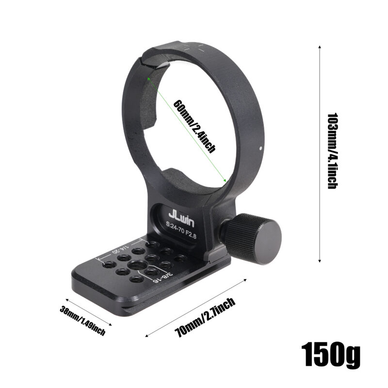 FOTGA Lens Tripod Mount Adapter Ring Lens Collar Ring for Sigma 24-70mm F2.8 DG DN I II Generation Art, Arca Swiss Base with 1/4"-20 3/8"-16 Holes for Tripod Ball Head